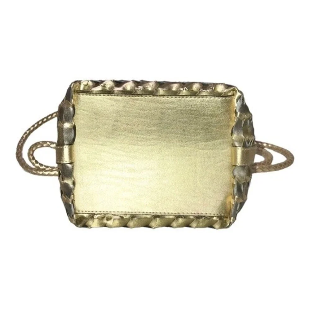 Legacy Chicago VTG Y2K Metallic Gold Woven Crossbody Bucket Bag Braided Purse
